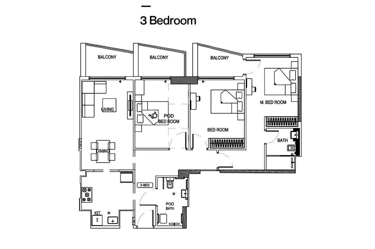 Binghatti Crest Floor Plan 3